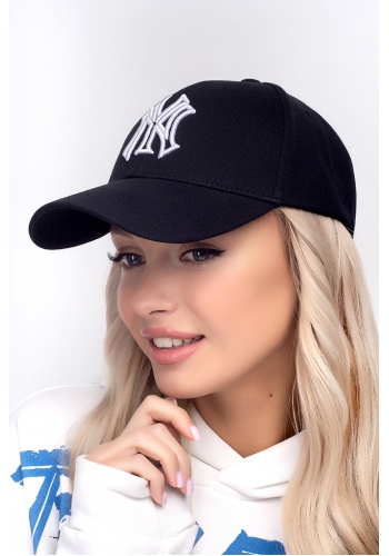 Женская Бейсболка "NY" черный/белый контур